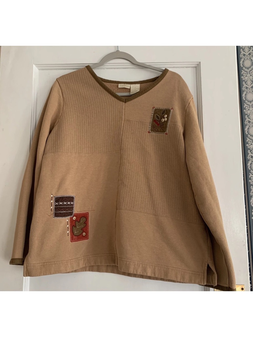 Vintage Bobbie Brooks Sweatshirt Fleece Large Brown Fall Colors Autumn Leaves